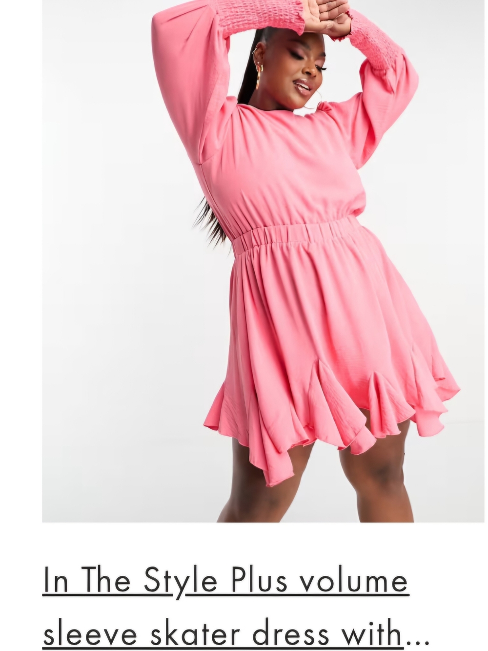 Plus Pink Volume Sleeve Skater Dress